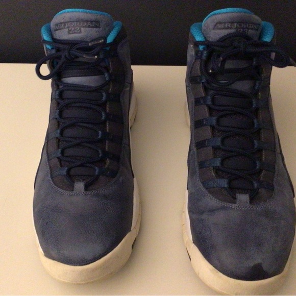 Nike Air Jordan 10 Retro. Size 16. Good used condition.  Blue, teal, white. - Picture 3 of 8